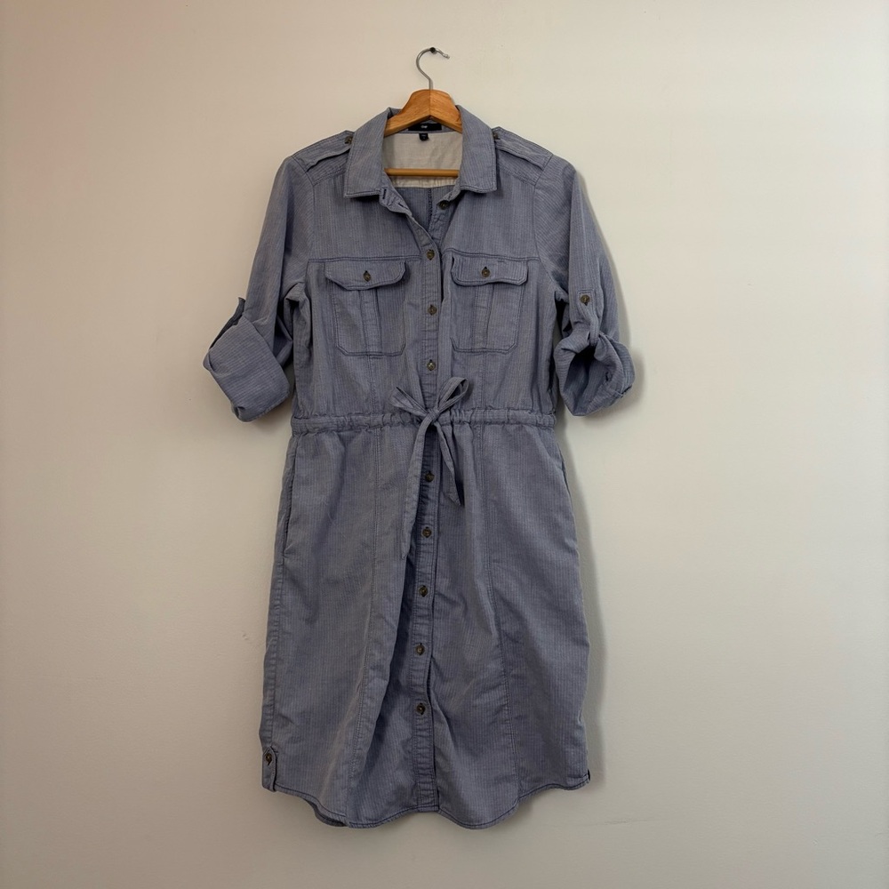 GAP Light Blue Long Sleeve Button-Front Shirt Dress